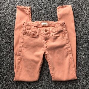 MOTHER ‘The Looker Pop!’ peach denim skinnies